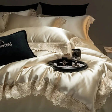 Champagne Gold French Baroque Duvet Cover, Lyocell Cotton Bedding Set